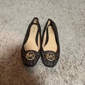 Michael Kors Brown Leather Loafers with MK Logo